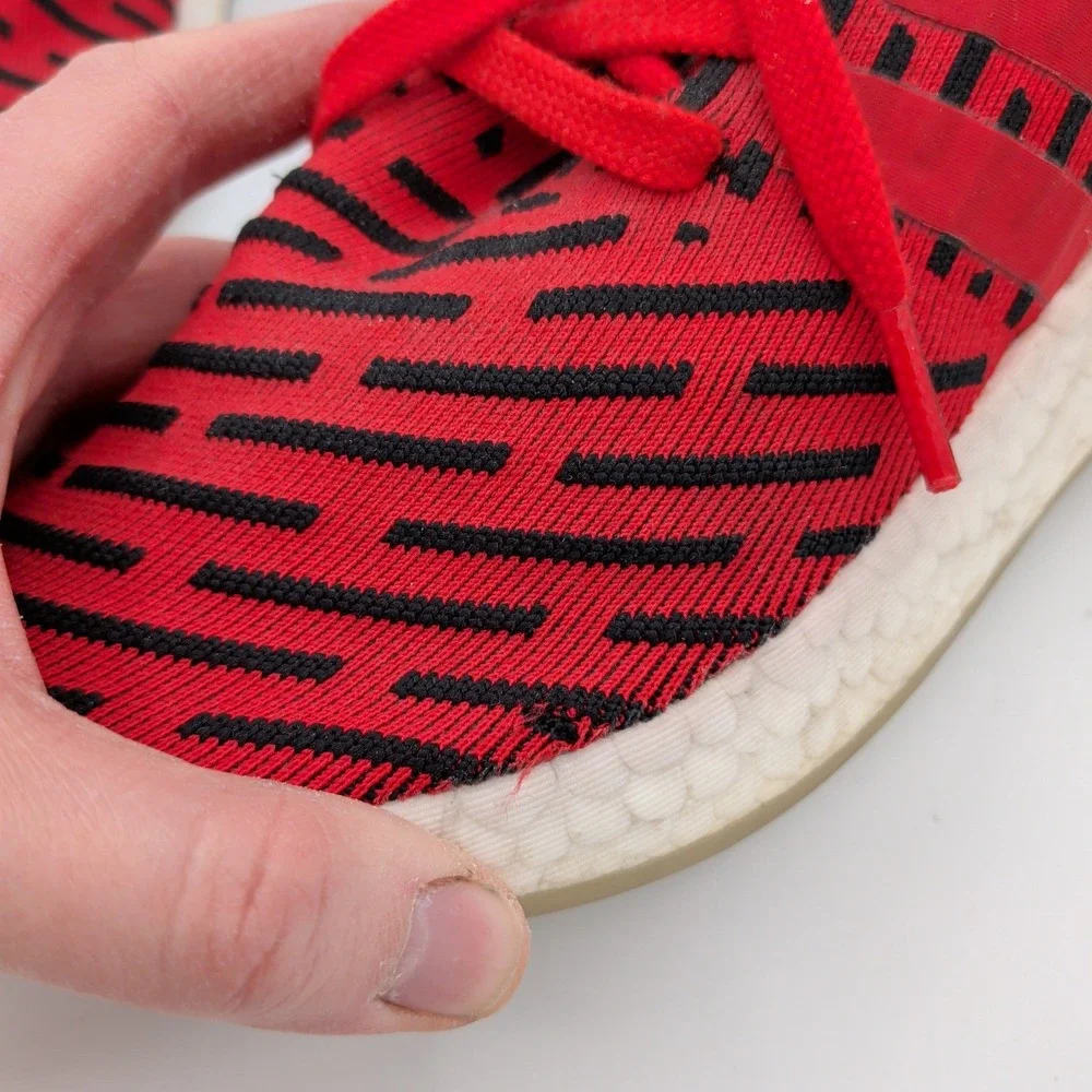 Adidas NMD R2 Primeknit Red Black Glitch Camo Sneakers BB2910 Mens 6 Womens‎ 7.5